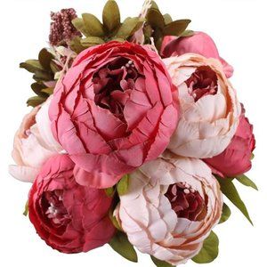 Fake Flowers Vintage Artificial Peony Silk Flowers Wedding Home Decoration